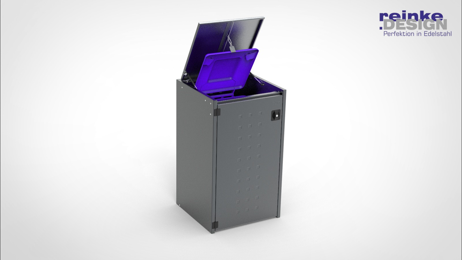 Müllbox Typ Boxxi Stahl verzinkt Anthrazit RAL-7016 mit Kipp-Deckel für 1x 120L – Bild 5