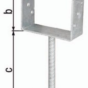 U-Pfostenträger ETA-10/0210 101x100x200x60mm TZN m.Betonanker a.Riffelstahl GAH
