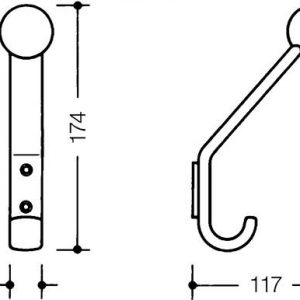 Garderobenhaken 477.90.080 einfach A.116mm PA 99 reinweiß H.172mm HEWI