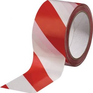 Warnmarkierungsband PVC rot/weiß L.66m B.60mm Rl.