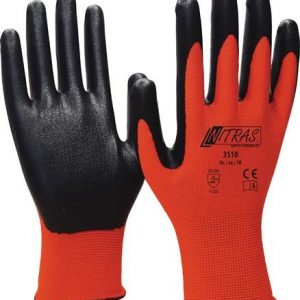 Handschuhe Nitril Foam Gr.9 rot/schwarz Nyl.m.Nitrilschaum EN 388 PSA II NITRAS - VPE: 12