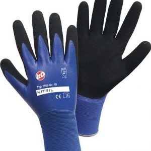 Handschuhe Nitril Aqua Gr.10 blau/schwarz Nyl.m.dop.Nitril EN 388 PSA II - VPE: 12