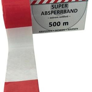 Absperrband L.500m B.80mm rot/weiß geblockt 500m/Karton KELMAPLAST