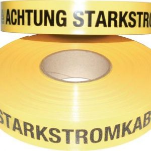 Trassenwarnband Aufdruck Achtung Starkstromkabel B.40mm L.250m gelb