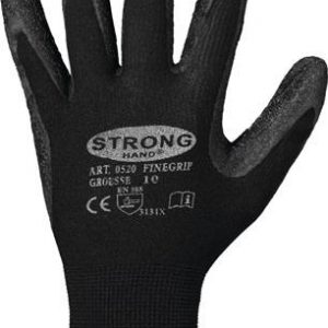Handschuhe Finegrip Gr.11 schwarz EN 388 PSA II Nyl.m.Schrumpf-Latex STRONGHAND - VPE: 12