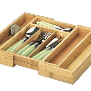 ZELLER PRESENT Besteckkasten Bamboo ausziehbar 5 - Fächer 28,5-40x33x5cm natur