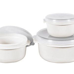 EMSA Mikrowellentopfset Micro Family 0,5/1/1,5 l weiß 3teilig