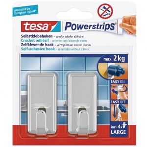 TESA Powerstrips Haken large chrom 2er Pack